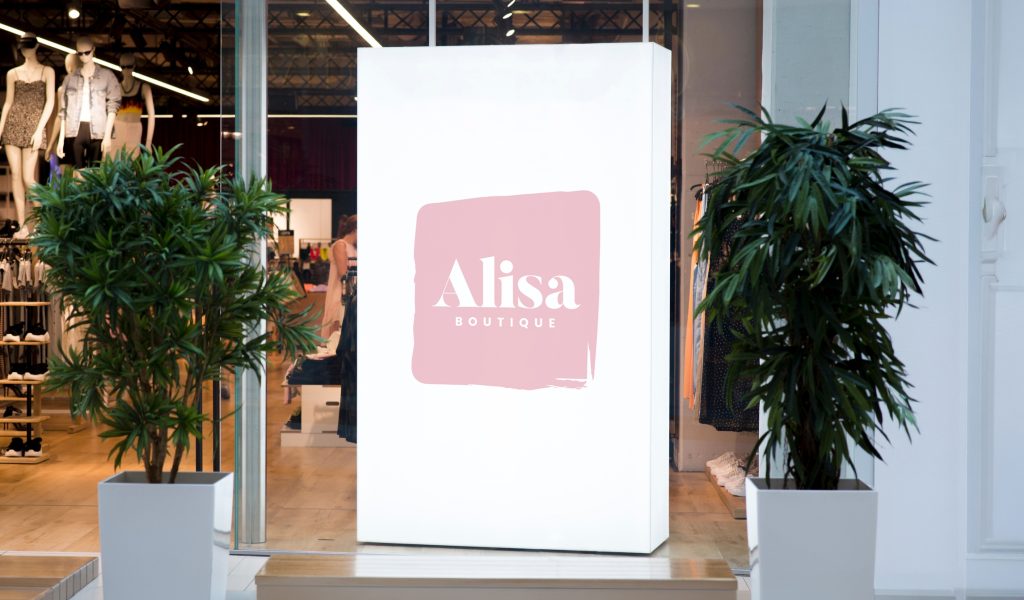 Mock up light box inside store